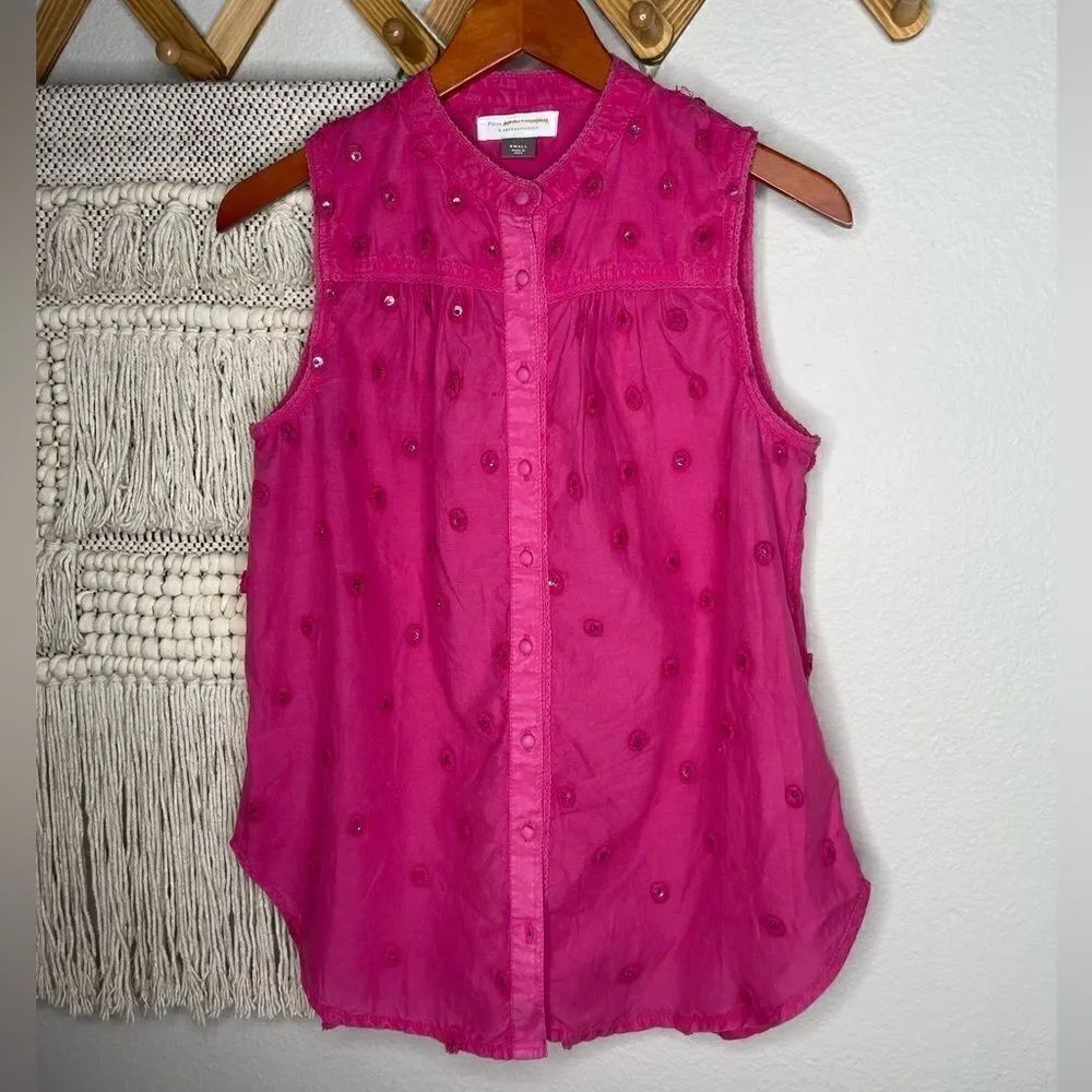 Pilcro Adira Pink Textured Button-Down Small - Picture 6 of 14